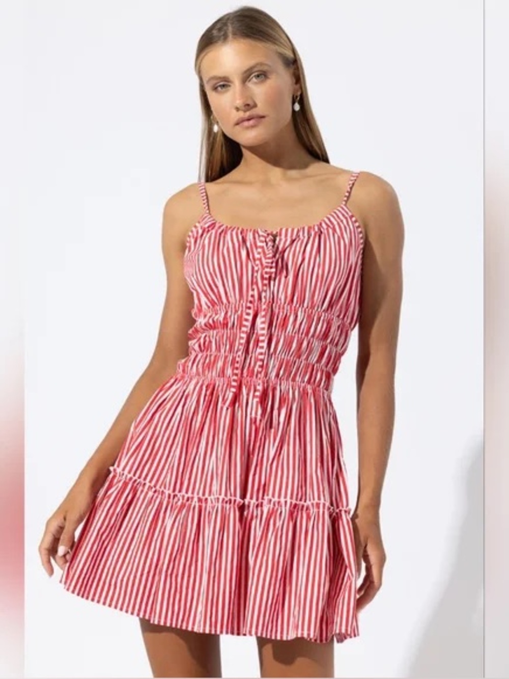 Anthropologie Red and White Striped Mini Dress
